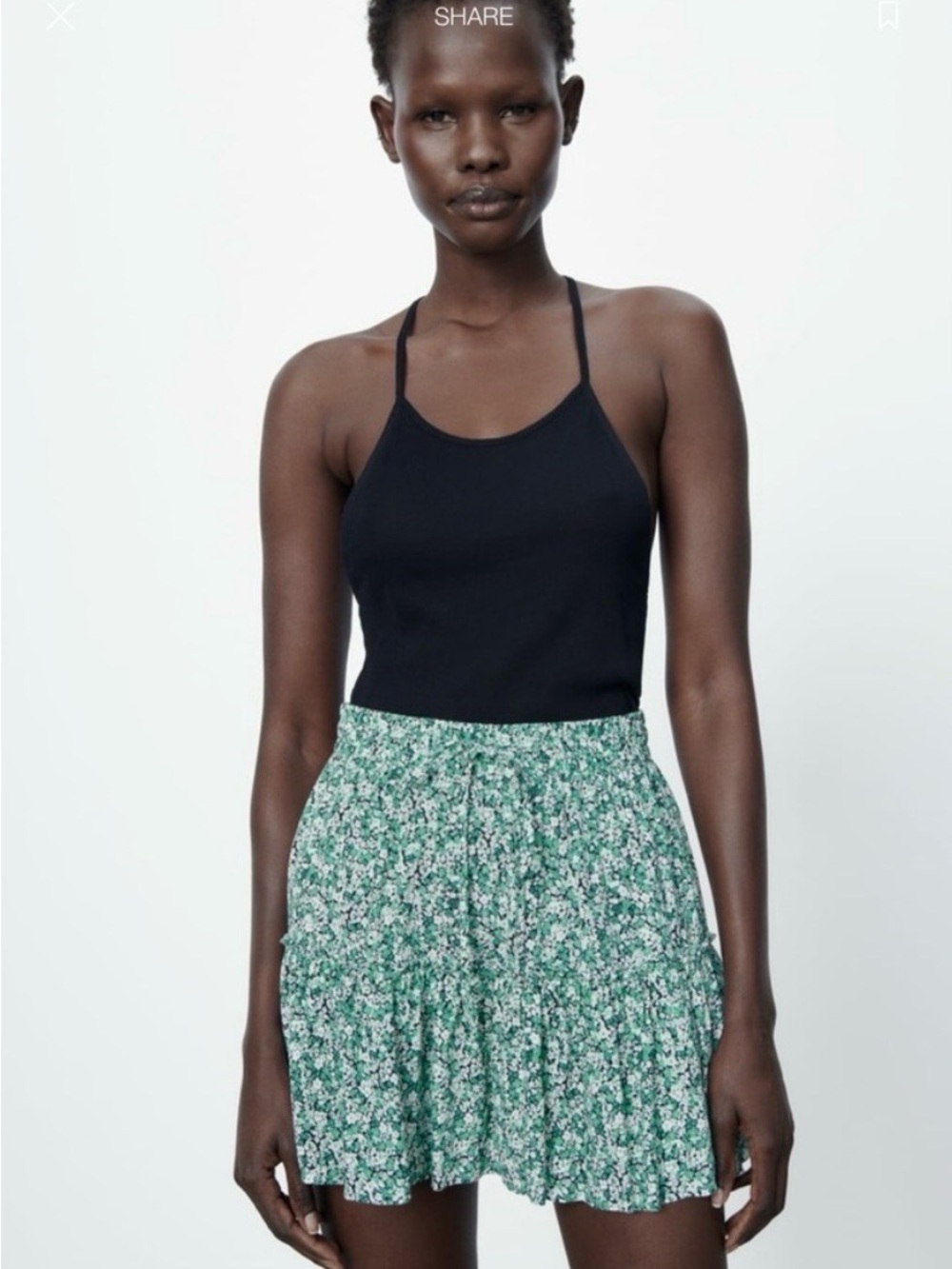 Zara Teal Floral Skirt With Built in Shorts